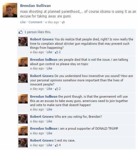 A solid 5/7. Found on Facebook. No clue if it has been posted here yet or not, but I couldn't not share it.. Brendan Sullivan i dent get gay marriage... two men