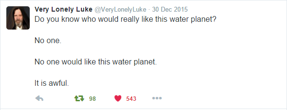 More of the lonely Luke. . Very Lonely Luker. Dec 2015 I taught Kyle Ren just like Yoda taught me: By making him give me piggyback rides everywhere. And that' s