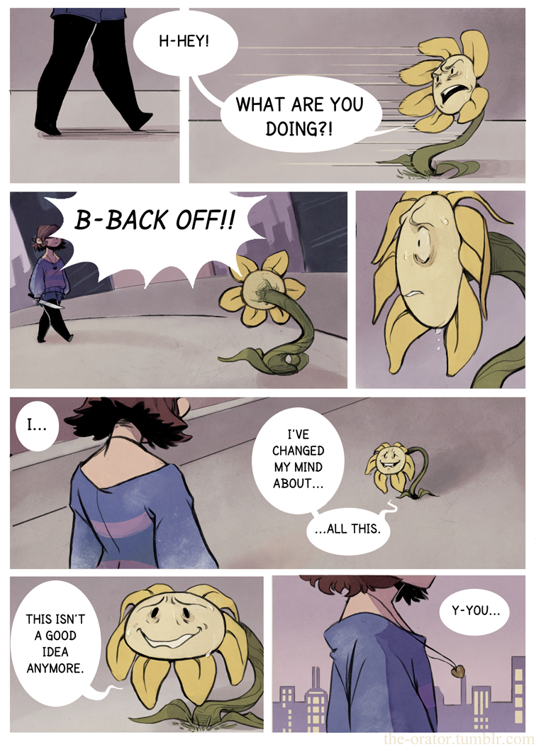 Undertale comp with some spoilers. Source; virtanderson.tumblr.com/post/135357089052/devichonee-imagine-frisk-flowey-and-monster source; zandraart.tumblr.com/po