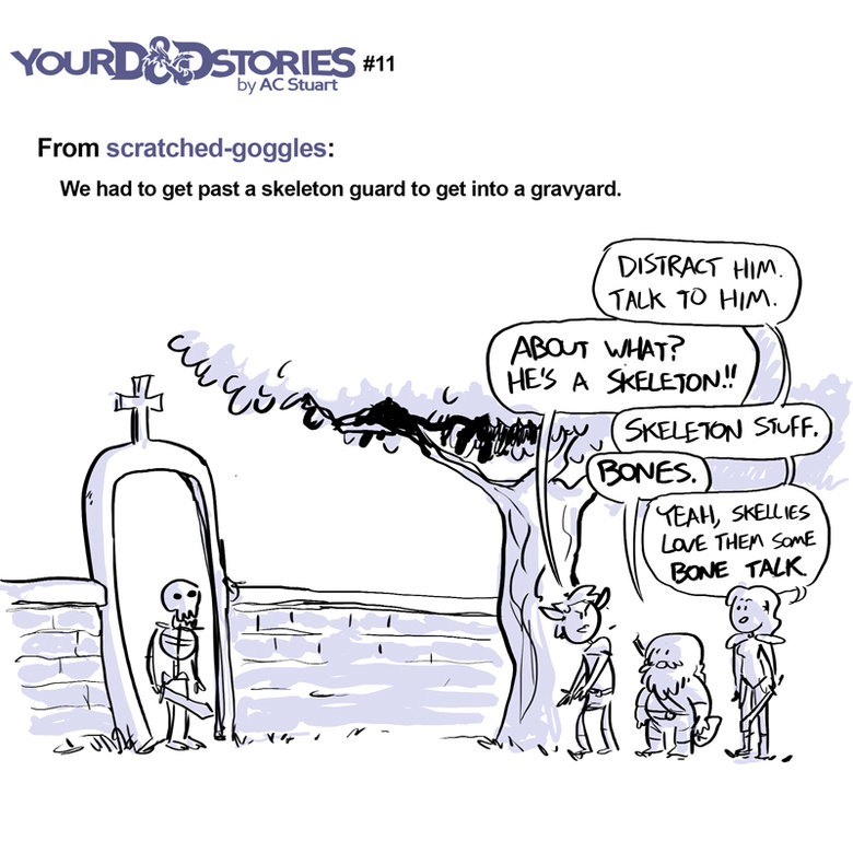 Your D&D Stories 10-12. “Lo, brave adventurers! Have you the mettle to take upon ye this noble que-AAHH” “SKREAUGUGHGHH” (violent noises) "You don’t have t